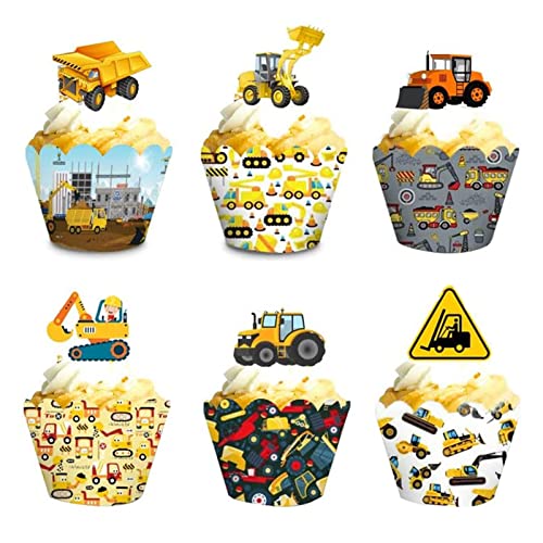 Bymivofun 48 Stück Bagger Cupcake Topper, Bagger Cupcake Wrapper, Baufahrzeuge Cupcake Dekoration, für Kinder Jungen Kindergeburtstag Party Dekoration Bymivofun 48 Stück Bagger Cupcake Topper, Bagger Cupcake Wrapper, Baufahrzeuge Cupcake Dekoration, für Kinder Jungen Kindergeburtstag Party Dekoration von Bymivofun