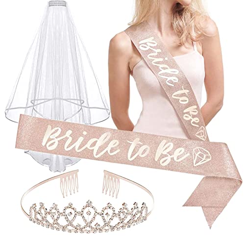 Bymivofun Bride to Be Schärpe Schleier Set, Hen Party Accessoires mit Bride to Be Tiara Sash Veil, für Braut, Bachelorette Party, Jungge sellinnenabschied, Brautparty, Hochzeit Bymivofun Bride to Be Schärpe Schleier Set, Hen Party Accessoires mit Bride to Be Tiara Sash Veil, für Braut, Bachelorette Party, Jungge sellinnenabschied, Brautparty, Hochzeit von Bymivofun