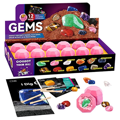 Byncceh Edelsteine Ausgrabungsset für Kinder ab 7 Jahren, Mineralien Ausgraben Set mit 12 Steine, Mineralogie Spielzeug Geologie Archäologie Geschenk für Kinder Jungen Mädchen Byncceh Edelsteine Ausgrabungsset für Kinder ab 7 Jahren, Mineralien Ausgraben Set mit 12 Steine, Mineralogie Spielzeug Geologie Archäologie Geschenk für Kinder Jungen Mädchen von Byncceh