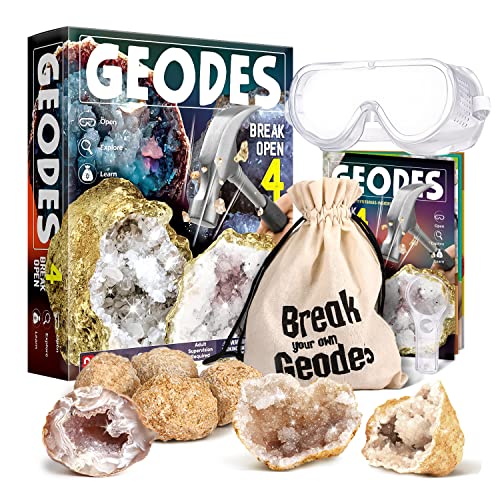 Byncceh Geoden zum Aufbrechen – 4 aufbrechbare Geoden mit Schutzbrille, Lernhandbuch, Lupe & Aufbewahrungstasche – Wissenschaftsset für Kinder Byncceh Geoden zum Aufbrechen – 4 aufbrechbare Geoden mit Schutzbrille, Lernhandbuch, Lupe & Aufbewahrungstasche – Wissenschaftsset für Kinder von Byncceh