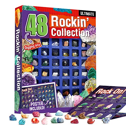Byncceh Mineralien Set 48 Stück Edelstein für Kinder, Mineraliensammler und Edelstein-Liebhaber, Geschenk Schatzsuche Dekoration, Experimentierset für Kinder ab 7 Jahre zum Thema Geologie Byncceh Mineralien Set 48 Stück Edelstein für Kinder, Mineraliensammler und Edelstein-Liebhaber, Geschenk Schatzsuche Dekoration, Experimentierset für Kinder ab 7 Jahre zum Thema Geologie von Byncceh