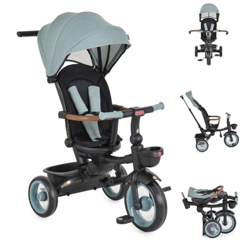 Byox Dreirad Jasper Eva-Reifen klappbar, Sitz drehbar, Hinterradbremse, Körbe, Farbe:grün von Byox