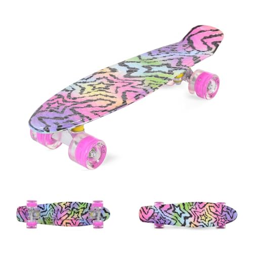 Byox Kinder Skateboard Stars 22 Zoll LED, 85A PU Rollen, ABEC 7, bis 85 kg, Farbe:pink Byox Kinder Skateboard Stars 22 Zoll LED, 85A PU Rollen, ABEC 7, bis 85 kg, Farbe:pink von Byox