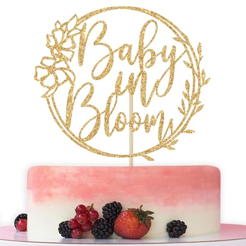 Baby in Bloom Tortenaufsatz, Babyparty-Kuchendekoration, Oh Baby, Frühling Geschlecht Offenbarung Schwangerschaft Ankündigung Party Dekorationen, Gold Glitzer Baby in Bloom Tortenaufsatz, Babyparty-Kuchendekoration, Oh Baby, Frühling Geschlecht Offenbarung Schwangerschaft Ankündigung Party Dekorationen, Gold Glitzer von Bytorjar