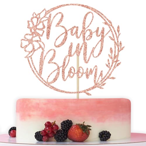 Baby in Bloom Tortenaufsatz, Babyparty-Kuchendekoration, Oh Baby, Frühling Geschlecht Offenbarung Schwangerschaft Ankündigung Party Dekorationen, Roségold Glitzer Baby in Bloom Tortenaufsatz, Babyparty-Kuchendekoration, Oh Baby, Frühling Geschlecht Offenbarung Schwangerschaft Ankündigung Party Dekorationen, Roségold Glitzer von Bytorjar