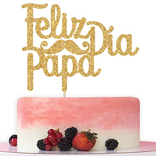 Feliz Dia Papa Cake Topper, Feliz Cumpleaños Papa, Happy Fathers Day Dekorationen, Dad Birthday Party Dekoration Supplies Gold Glitter von Bytorjar