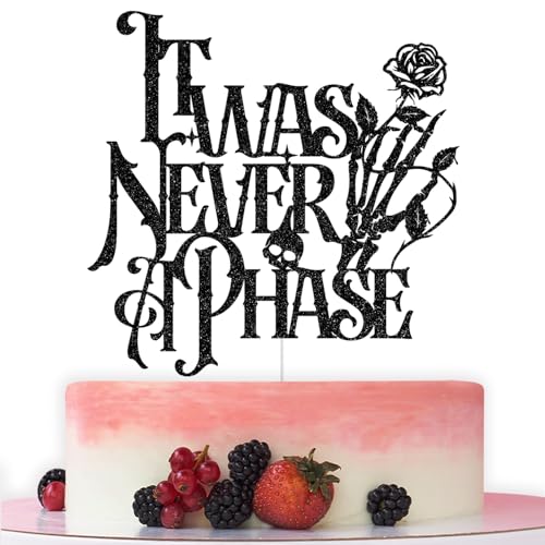 Tortenaufsatz mit Aufschrift "It Was Never A Phase", Elder Emo, Geburtstagsdekoration, "Death to My Youth", Beerdigung, 30., 40., 50. Geburtstag, Party-Dekoration, schwarzer Glitzer Tortenaufsatz mit Aufschrift "It Was Never A Phase", Elder Emo, Geburtstagsdekoration, "Death to My Youth", Beerdigung, 30., 40., 50. Geburtstag, Party-Dekoration, schwarzer Glitzer von Bytorjar