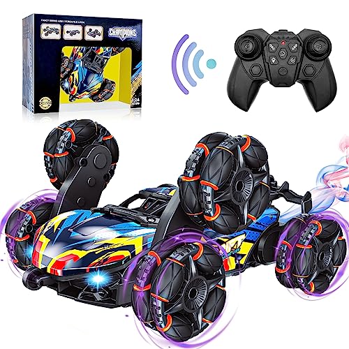 Byuert Ferngesteuertes Auto, 6WD RC Stunt Car mit Spray und Licht 360°-Drehung und Drift Fahrzeuge Rc Offroad Spielzeug Geschenke für Jungen und Mädche von Byuert