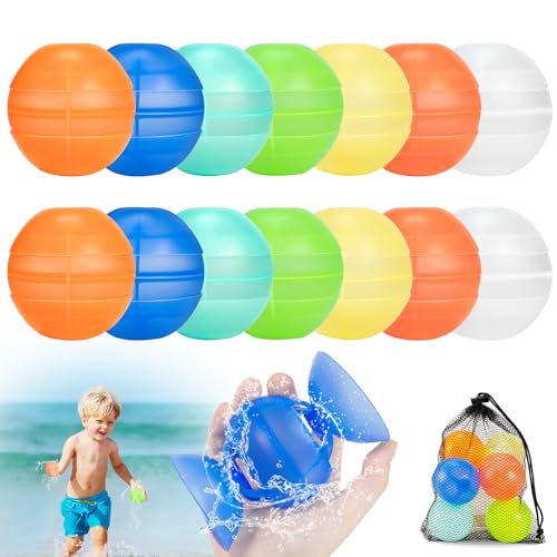 Bzavor 14 Stück Wasserbomben Wiederverwendbar mit Mesh Bag, Wasserbomben Selbstschließend Wasserbomben Wiederverwendbare Wasserbomben, Schnelle Wiederbefüllbare Wasserbomben für Kinder, Erwachsen Bzavor 14 Stück Wasserbomben Wiederverwendbar mit Mesh Bag, Wasserbomben Selbstschließend Wasserbomben Wiederverwendbare Wasserbomben, Schnelle Wiederbefüllbare Wasserbomben für Kinder, Erwachsen von Bzavor