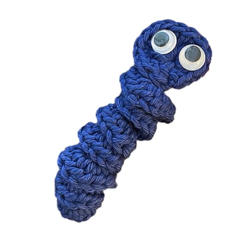 Bzwyonst Handgefertigtes Sorgenwurm-Geschenk Zur Emotionalen Unterstützung, Häkel-Sorgenwurm, der Sie Inspiriert, Süßes Strickgeschenk, Blau von Bzwyonst