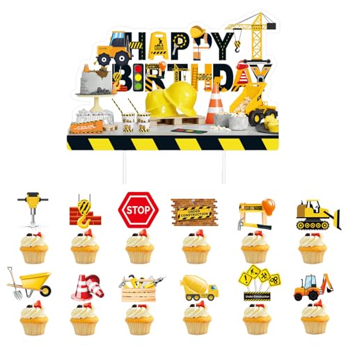 Bzzerumy Bagger Muffin Deko LKW Tortendeko 13 Stück Kuchen Deko Auto Cake Topper Cupcake Topper für Kinder, Mädchen, Jungen Geburtstagskuchendekoration Bzzerumy Bagger Muffin Deko LKW Tortendeko 13 Stück Kuchen Deko Auto Cake Topper Cupcake Topper für Kinder, Mädchen, Jungen Geburtstagskuchendekoration von Bzzerumy