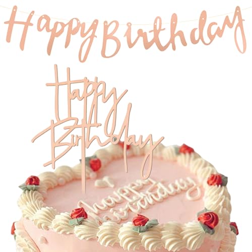 Bzzerumy Happy Birthday Tortendeko - Rosegold Geburtstags-Torten-Deko - Kuchen-Topper Für Kinder & Erwachsene - 1x Rosegold-Geburtstags-Banner Bzzerumy Happy Birthday Tortendeko - Rosegold Geburtstags-Torten-Deko - Kuchen-Topper Für Kinder & Erwachsene - 1x Rosegold-Geburtstags-Banner von Bzzerumy