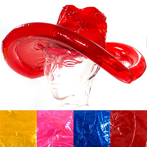 C+P Aufblasbarer Cowboy- Hut, 4 Farben- Rot Blau Pink Gelb, Cowboyhut, Karneval, Party, Junggesellenabschied (blau) von C+P