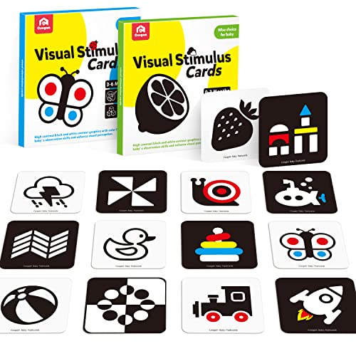 Coogam Hochkontrast-Karteikarten für Babys, 50 Stück Schwarz-Weiß-Visual-Stimulationskarten 0-6 Monate Lernkarte für Neugeborene, Gehirnentwicklung, Säuglinge, Kleinkinder, Spielzeug Coogam Hochkontrast-Karteikarten für Babys, 50 Stück Schwarz-Weiß-Visual-Stimulationskarten 0-6 Monate Lernkarte für Neugeborene, Gehirnentwicklung, Säuglinge, Kleinkinder, Spielzeug von Coogam