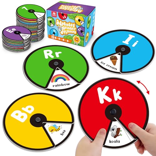 Coogam Kinder interaktive Rotationskarte, ABC-Alphabet-Nummern-Lernspiele, Muster-Farbe-Bildschirmkarten, Montessori-Spielzeuggeschenk für Vorschulkinder im Alter von 3-4-5 Jahren von Coogam