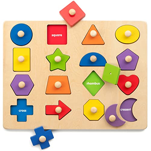 Coogam Montessori Spielzeug Holzform Steckpuzzle Feinmotorik Farbabstimmung Sortierbrett, frühes Lernen pädagogische Aktivität Spielzeug Geschenk für Vorschule Kleinkind Baby 3 4 5 Jahre alt von Coogam