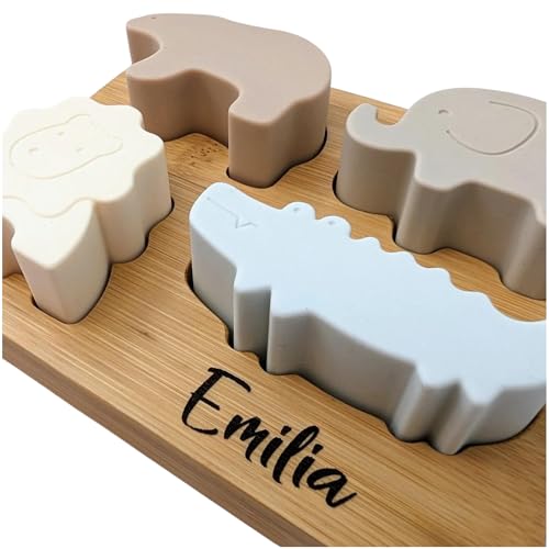 C|UTE - Steckspiel & personalisiertes Puzzle mit Namen als Gravur - Personalisierte Geschenke Baby 1 Jahr - Geschenk zur Taufe, Geburt oder Geschenk 1. Geburtstag Mädchen/Jungen von C|UTE