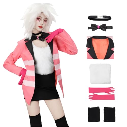 C-ZOFEK Angel Dust Cosplay-Kostüm, komplettes Set, Blazer, Anzug, Outfits für Erwachsene, Damen, Halloween-Party, Rosa, Größe L von C-ZOFEK