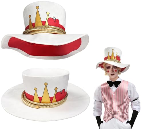 C-ZOFEK Cosplay Hut Weiß Rot Kappe Halloween Kostüm Requisiten für Erwachsene (Weiß & Rot, Einheitsgröße) von C-ZOFEK