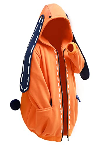 C-ZOFEK Damen Anime Cosplay Orange Hoodie mit Hasenohren und Schwanz US Größe Fleece, Orange, 38 von C-ZOFEK