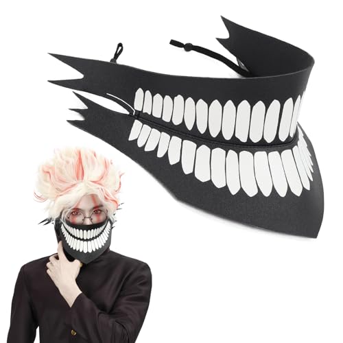 C-ZOFEK Halloween Kostüm Zahnmaske Kunstleder Federn Druck Schwarz und Weiß (Größe 1) von C-ZOFEK