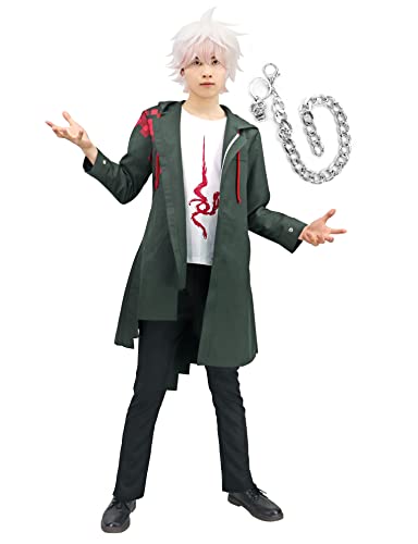 C-ZOFEK Herren Nagito Komaeda Cosplay Kostüm Jacke Hemd und Silberkette (Medium) von C-ZOFEK
