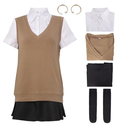 C-ZOFEK KiniOto Aya Osawa Cosplay Kostüm Hemd Weste Rock Ohrringe Halloween Outfits, Mehrfarbig, L von C-ZOFEK