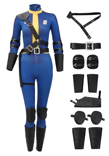 C-ZOFEK Lucy 33 Dweller Cosplay Bodysuit Blau Kostüm mit Zubehör für Frauen Halloween Outfit (Blau, X-Large) von C-ZOFEK