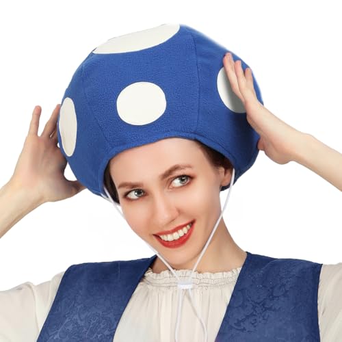 C-ZOFEK Mehrfarbiger Pilz-Krötenhut, gepunktete Kappe, Spiel, Cosplay-Kostüm für Halloween, Weihnachten, Rot, Grün, Blau, Gelb, Violett, Regulär von C-ZOFEK