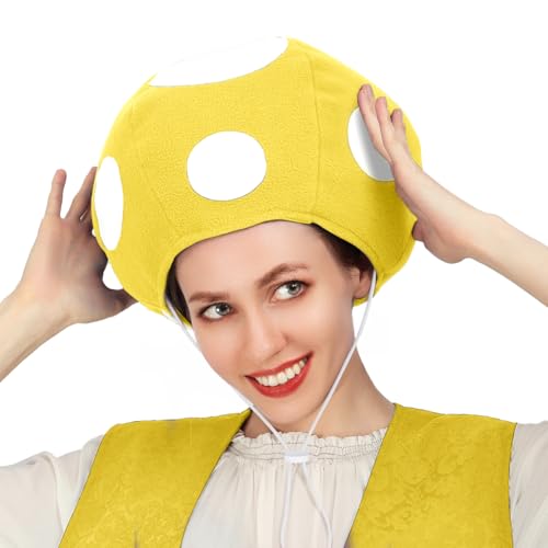 C-ZOFEK Mehrfarbiger Pilz-Krötenhut, gepunktete Kappe, Spiel, Cosplay-Kostüm für Halloween, Weihnachten, Rot, Grün, Blau, Gelb, Violett, Regulär von C-ZOFEK