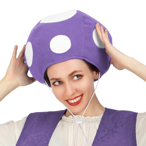 C-ZOFEK Mehrfarbiger Pilz-Krötenhut, gepunktete Kappe, Spiel, Cosplay-Kostüm für Halloween, Weihnachten, Violett, Standard von C-ZOFEK