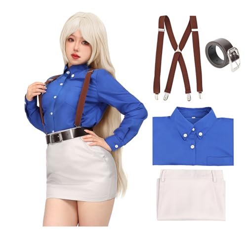 C-ZOFEK Nanami Kento Cosplay Kostüm, Damen Hemd Slim Fit Rock mit Krawatte Strapse Brille (XS) von C-ZOFEK