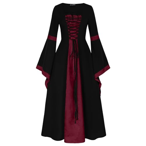 C'est TT Halloween Kleid Damen: Mittelalter Renaissance Mittelalter Kostüm Mittelalterliche Viktorianischen Kleider Damen Gothic Halloween Kostüm A-Line Kleid von C'est TT