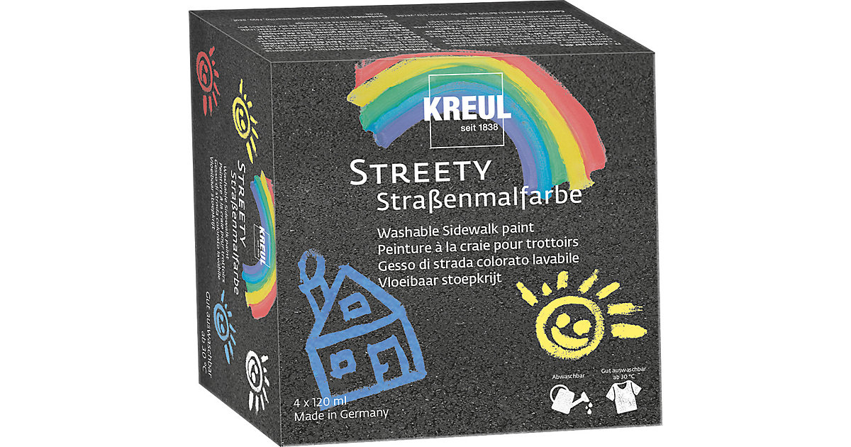 Streety Straßenmalfarbe 4 x 120ml in Dosen bunt Streety Straßenmalfarbe 4 x 120ml in Dosen bunt von KREUL