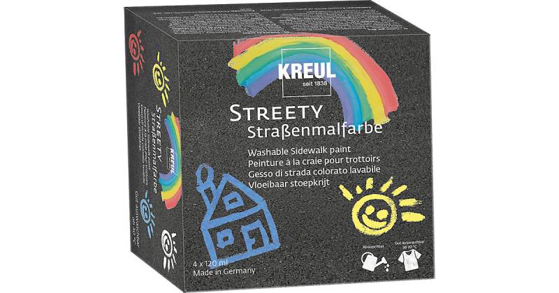 Streety Straßenmalfarbe 4 x 120ml in Dosen bunt von KREUL