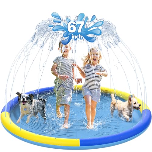 CACSPS 170,2 cm rutschfestes Spritzpad für Kinder und Hunde, verdickter Sprinkler-Pool, Sommer, Outdoor-Wasserspielzeug, extra großes Planschbecken für Kinder, Jungen und Mädchen oder Haustierhund CACSPS 170,2 cm rutschfestes Spritzpad für Kinder und Hunde, verdickter Sprinkler-Pool, Sommer, Outdoor-Wasserspielzeug, extra großes Planschbecken für Kinder, Jungen und Mädchen oder Haustierhund von CACSPS