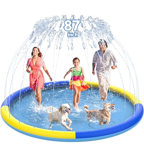 CACSPS 221 cm rutschfestes Spritzpad für Kinder und Hunde, Dicker Sprinkler-Pool, Sommer, Outdoor-Wasserspielzeug, extra großes Planschbecken für Kinder, Jungen und Mädchen oder Haustierhund CACSPS 221 cm rutschfestes Spritzpad für Kinder und Hunde, Dicker Sprinkler-Pool, Sommer, Outdoor-Wasserspielzeug, extra großes Planschbecken für Kinder, Jungen und Mädchen oder Haustierhund von CACSPS