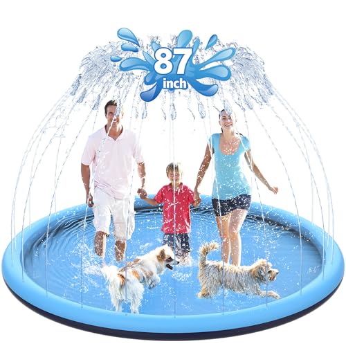 CACSPS 221.0 cm Anti-Rutsch Splash Pad für Kinder und Hund, verdickter Sprinkler-Pool, Sommer, Outdoor-Wasserspielzeug, extra großes Hinterhof-Planschbecken für Kinder Jungen & Mädchen oder Haustier von CACSPS
