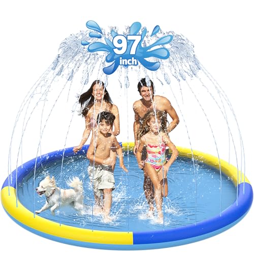 CACSPS 246,4 cm rutschfestes Spritzpad für Kinder und Hunde, verdickter Sprinkler-Pool, Sommer, Outdoor-Wasserspielzeug, extra großes Hinterhof-Planschbecken für Kinder, Jungen und Mädchen oder CACSPS 246,4 cm rutschfestes Spritzpad für Kinder und Hunde, verdickter Sprinkler-Pool, Sommer, Outdoor-Wasserspielzeug, extra großes Hinterhof-Planschbecken für Kinder, Jungen und Mädchen oder von CACSPS