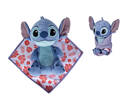 CADEAUX STORE Stitch Lilo&Stitch Plüschtier Stitch in seinem quadratischen Schmusetuch/Decke, 25 cm, super weiche Qualität von Simba