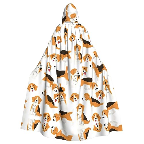 CADREWY Beagle-Hunde-Aufdruck, bezaubernder Umhang mit Kapuze, Unisex, Umhang für Halloween, Cosplay und Thema von CADREWY