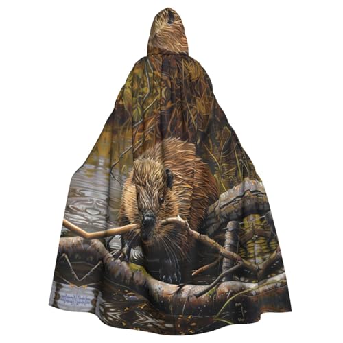 CADREWY Beaver Working Print Enchanting Full Length Hooded Cloak Unisex Cape For Halloween Cosplay And Theme CADREWY Beaver Working Print Enchanting Full Length Hooded Cloak Unisex Cape For Halloween Cosplay And Theme von CADREWY