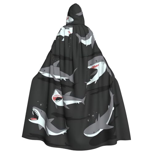 CADREWY Bezaubernder Umhang mit Kapuze in voller Länge, Hai-Druck, Unisex, Umhang für Halloween, Cosplay und Thema CADREWY Bezaubernder Umhang mit Kapuze in voller Länge, Hai-Druck, Unisex, Umhang für Halloween, Cosplay und Thema von CADREWY