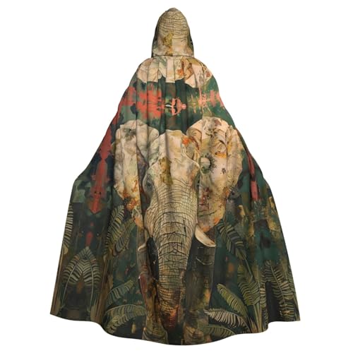 CADREWY Bezaubernder Umhang mit Kapuze in voller Länge mit Elefantenaufdruck, Unisex, Umhang für Halloween, Cosplay und Thema CADREWY Bezaubernder Umhang mit Kapuze in voller Länge mit Elefantenaufdruck, Unisex, Umhang für Halloween, Cosplay und Thema von CADREWY