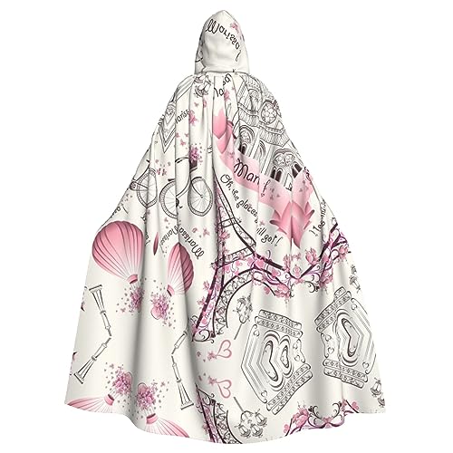 CADREWY Bezaubernder Umhang mit Kapuze in voller Länge mit Hund und Paris, Unisex, Umhang für Halloween, Cosplay und Thema von CADREWY