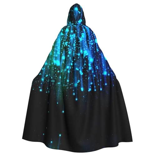 CADREWY Bezaubernder Umhang mit Kapuze in voller Länge mit Sternen-Druck, Unisex, Umhang für Halloween, Cosplay und Thema von CADREWY