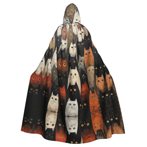 CADREWY Bezaubernder Umhang mit Kapuze und Katzendruck, Unisex, für Halloween, Cosplay und Thema von CADREWY