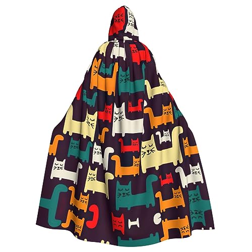 CADREWY Bezaubernder Umhang mit Kapuze und Katzendruck, Unisex, für Halloween, Cosplay und Thema von CADREWY