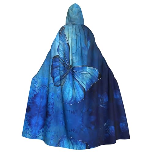 CADREWY Blauer Schmetterlings-Aufdruck, bezaubernder, voller Kapuzenumhang, Unisex, Umhang für Halloween, Cosplay und Thema CADREWY Blauer Schmetterlings-Aufdruck, bezaubernder, voller Kapuzenumhang, Unisex, Umhang für Halloween, Cosplay und Thema von CADREWY