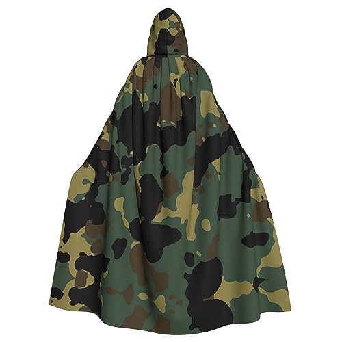 CADREWY Camouflage-Muster, bezaubernder Umhang mit Kapuze in voller Länge, Unisex, Umhang für Halloween, Cosplay und Thema von CADREWY